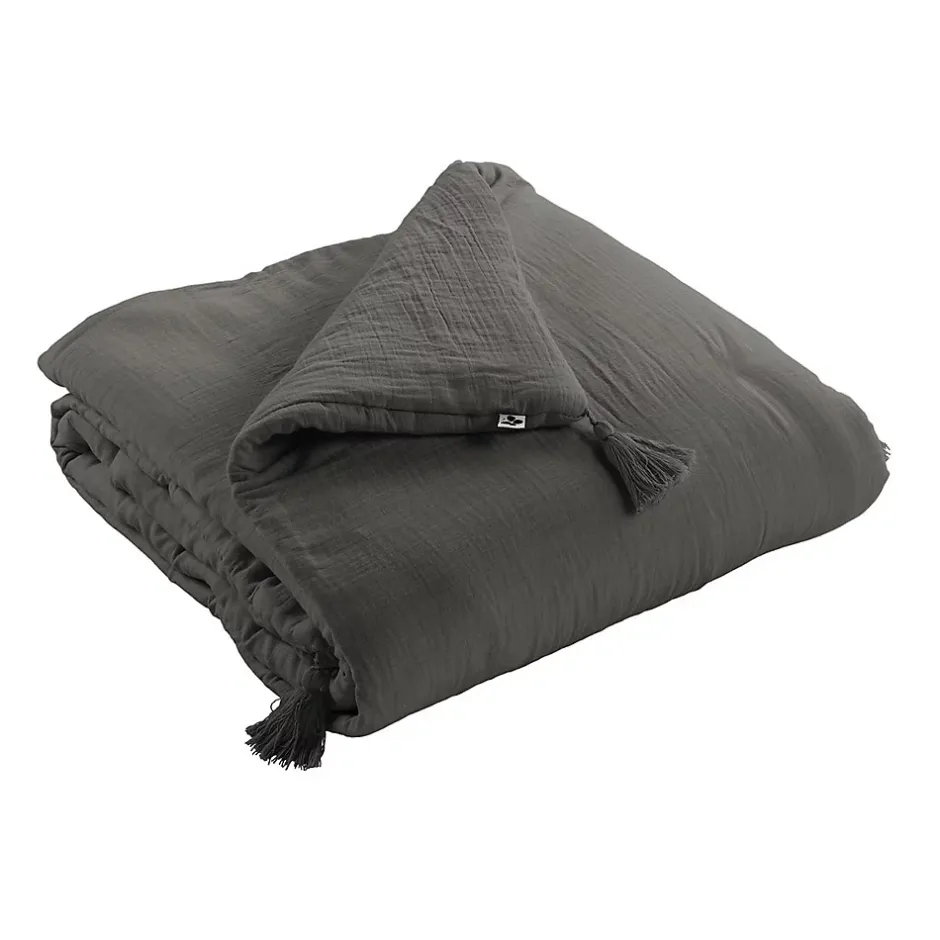 Altobuy OUREA - Chemin de Lit 90x200cm Capitonné Gaze de Coton Granit New