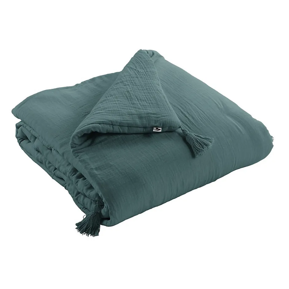 Altobuy OUREA - Couvre-pied 150x150cm Capitonné Gaze de Coton Canard