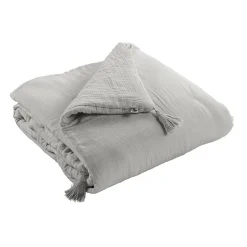 Altobuy OUREA - Couvre-pied 150x150cm Capitonné Gaze de Coton Nuage