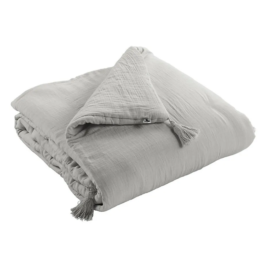 Altobuy OUREA - Couvre-pied 150x150cm Capitonné Gaze de Coton Nuage