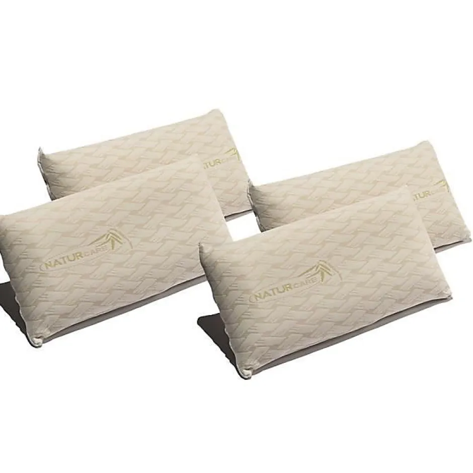 Eccox Pack 4 Oreillers Visco Natur Care 150 x 40 cm Medium Firm - Noyau Viscoélastique - Housse amovible - Couleur Beige.