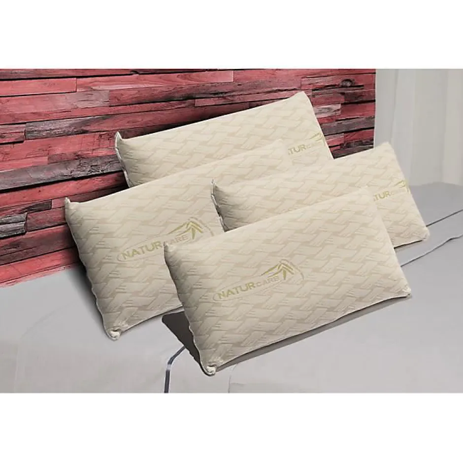 Eccox Pack 4 Oreillers Visco Natur Care 150 x 40 cm Medium Firm - Noyau Viscoélastique - Housse amovible - Couleur Beige.