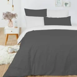 Univers Décor Pack complet 6 pièces Anthracite/Blanc réversible housse de couette pour lit 180 x 200 cm