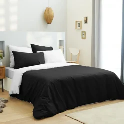 Univers Décor Pack complet 6 pièces Noir/Blanc réversible housse de couette pour lit 140 x 190 cm