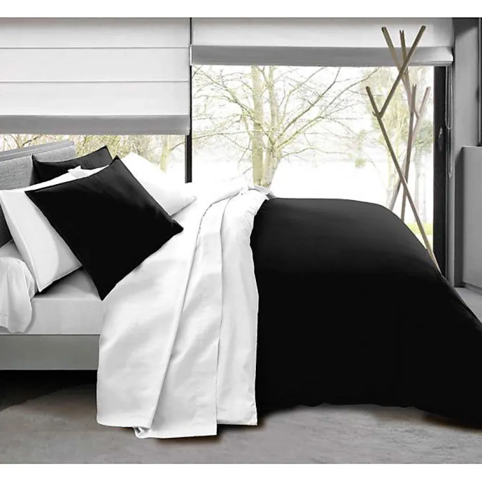 Univers Décor Pack complet 6 pièces Noir/Blanc réversible housse de couette pour lit 140 x 190 cm