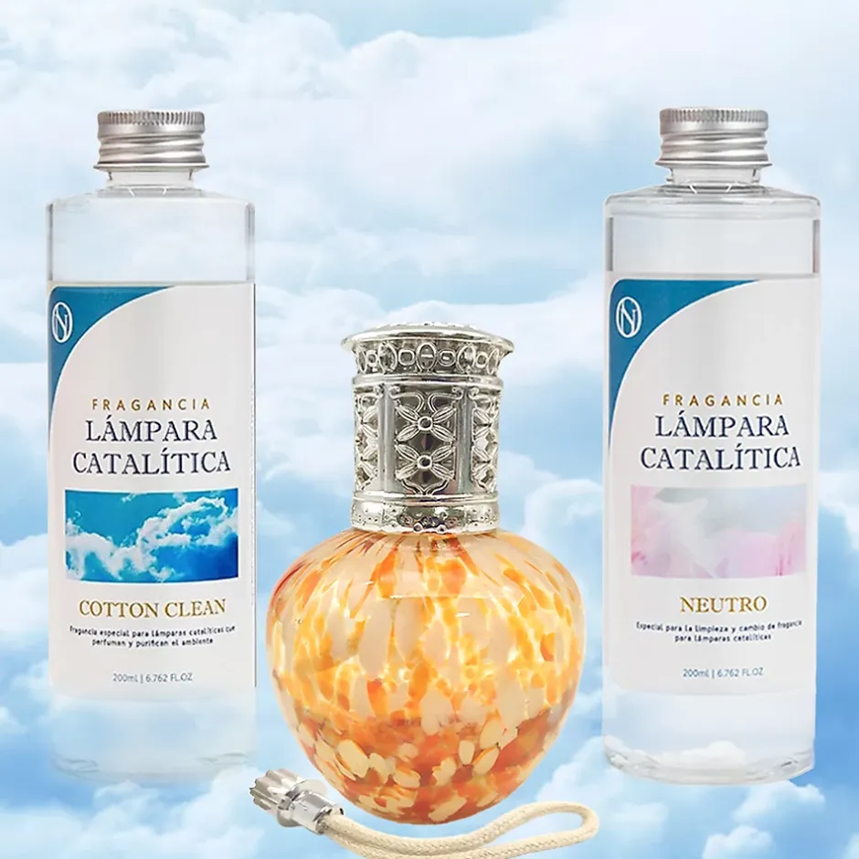 Mamamanuela Pack économique Lampe Catalytique Drops Orange + Parfum Cotton Clean (200 ml) + Nettoyant Neutre (200 ml) + Mèche de Rechange Outlet