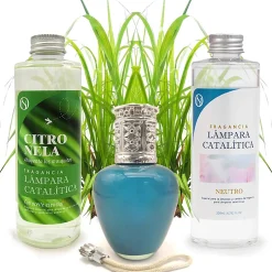 Mamamanuela Pack économique Lampe Catalytique Aqua Marina + Parfum Citronnelle (500 ml) + Nettoyant Neutre (200 ml) + Mèche de Rechange Clearance