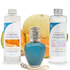 Mamamanuela Pack économique Lampe Catalytique Aqua Marina + Parfum Waikiki Melon (500 ml) + Nettoyant Neutre (200 ml) + Mèche de Rechange