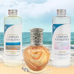 Mamamanuela Pack économique Lampe Catalytique Orange Waves + Mediterranean Light (500 ml) + Nettoyant Neutre (200 ml) + Mèche de Rechange Discount