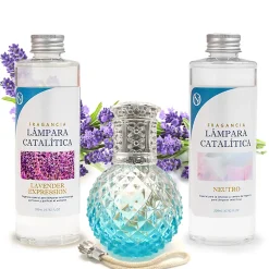 Mamamanuela Pack économique Lampe Catalytique Blue Diamonds + Parfum Lavender Expression (500 ml) + Nettoyant Neutre (200 ml) + Mèche Rechange