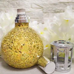 Mamamanuela Pack économique Lampe Catalytique Mosaïque Doré + Parfum Provence Breeze (200 ml) + Nettoyant Neutre (200 ml) + Mèche de Rechange