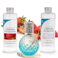 Mamamanuela Pack économique Lampe Catalytique Blue Diamonds + Parfum Wild Strawberry (500 ml) + Nettoyant Neutre (200 ml) + Mèche de Rechange Sale