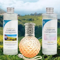 Mamamanuela Pack économique Lampe Catalytique Orange Diamonds + Parfum Provence Breeze (500 ml) + Nettoyant Neutre (200 ml) + Mèche Rechange New
