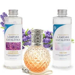Mamamanuela Pack économique Lampe Catalytique Orange Diamonds + Lavender Expression (500 ml) + Nettoyant Neutre (200 ml) + Mèche Rechange