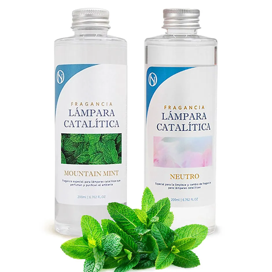 Mamamanuela Pack économique Lampe Catalytique Orange Diamonds + Parfum Mountain Mint (500 ml) + Nettoyant Neutre (200 ml) + Mèche de Rechange