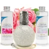 Mamamanuela Pack économique Lampe Catalytique Mosaïque Blanc + Parfum Bed of Roses (200 ml) + Nettoyant Neutre (200 ml) + Mèche de Rechange
