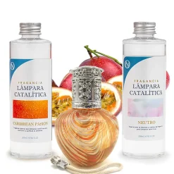 Mamamanuela Pack économique Lampe Catalytique Orange Waves + Parfum Caribbean Passion (200 ml) + Nettoyant Neutre (200 ml) + Mèche de Rechange Best