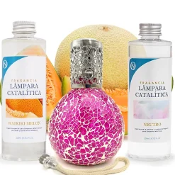 Mamamanuela Pack économique Lampe Catalytique Mosaïque Fuchsia + Parfum Waikiki Melon (200 ml) + Nettoyant Neutre (200 ml) + Mèche de Rechange Sale