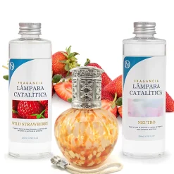 Mamamanuela Pack économique Lampe Catalytique Drops Orange + Parfum Wild Strawberry (200 ml) + Nettoyant Neutre (200 ml) + Mèche de Rechange Clearance