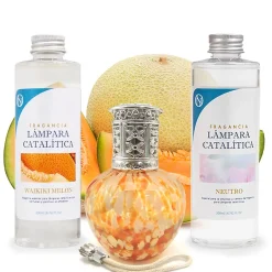 Mamamanuela Pack économique Lampe Catalytique Drops Orange + Parfum Waikiki Melon (200 ml) + Nettoyant Neutre (200 ml) + Mèche de Rechange Best