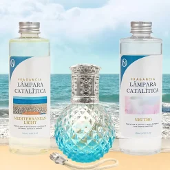 Mamamanuela Pack économique Lampe Catalytique Blue Diamonds + Parfum Mediterranean Light (200 ml) + Nettoyant Neutre (200 ml) + Mèche Rechange Sale