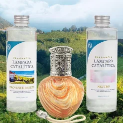 Mamamanuela Pack économique Lampe Catalytique Orange Waves + Parfum Provence Breeze (200 ml) + Nettoyant Neutre (200 ml) + Mèche de Rechange New