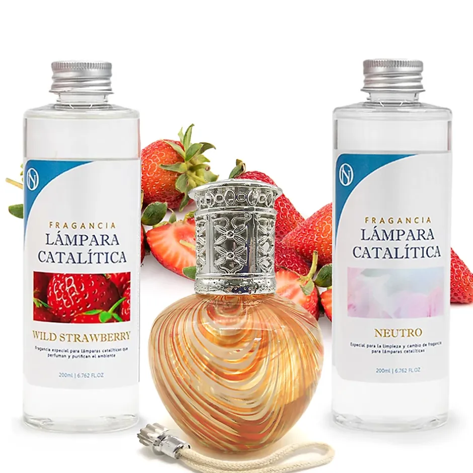 Mamamanuela Pack économique Lampe Catalytique Orange Waves + Parfum Wild Strawberry (500 ml) + Nettoyant Neutre (200 ml) + Mèche de Rechange Discount