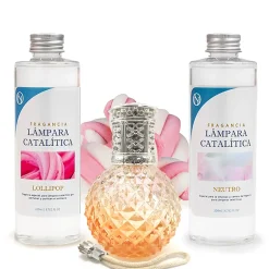 Mamamanuela Pack économique Lampe Catalytique Orange Diamonds + Parfum Lollipop (200 ml) + Nettoyant Neutre (200 ml) + Mèche de Rechange Best