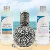 Mamamanuela Pack économique Lampe Catalytique Mosaïque Noir + Parfum Mediterranean Light (200 ml) + Nettoyant Neutre (200 ml) + Mèche Rechange
