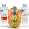 Mamamanuela Pack économique Lampe Catalytique Mosaïque Doré + Parfum Peach Velvet (200 ml) + Nettoyant Neutre (200 ml) + Mèche de Rechange