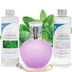 Mamamanuela Pack économique Lampe Catalytique Fuchsia Mat + Parfum Mountain Mint (500 ml) + Nettoyant Neutre (200 ml) + Mèche de Rechange Clearance