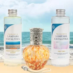 Mamamanuela Pack économique Lampe Catalytique Drops Orange + Parfum Mediterranean Light (500 ml) + Nettoyant Neutre (200 ml) + Mèche Rechange New
