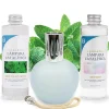 Mamamanuela Pack économique Lampe Catalytique Bleu Gris Mat + Parfum Mountain Mint (500 ml) + Nettoyant Neutre (200 ml) + Mèche de Rechange