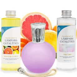 Mamamanuela Pack économique Lampe Catalytique Fuchsia Mat + Parfum Winter Citrus (500 ml) + Nettoyant Neutre (200 ml) + Mèche de Rechange New