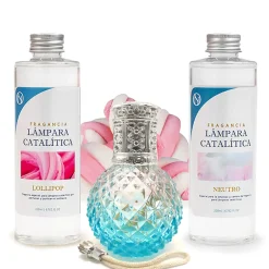 Mamamanuela Pack économique Lampe Catalytique Blue Diamonds + Parfum Lollipop (200 ml) + Nettoyant Neutre (200 ml) + Mèche de Rechange
