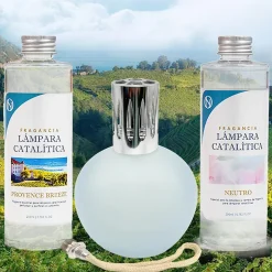 Mamamanuela Pack économique Lampe Catalytique Bleu-Gris Mat + Parfum Provence Breeze (200 ml) + Nettoyant Neutre (200 ml) + Mèche de Rechange Outlet