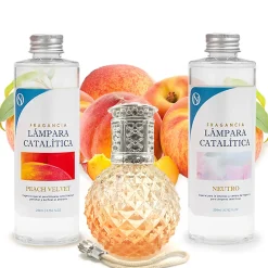 Mamamanuela Pack économique Lampe Catalytique Orange Diamonds + Parfum Peach Velvet (200 ml) + Nettoyant Neutre (200 ml) + Mèche de Rechange