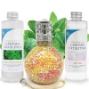 Mamamanuela Pack économique Lampe Catalytique Mosaïque Bicolore + Parfum Mountain Mint (200ml) + Nettoyant Neutre (200ml) + Mèche Rechange