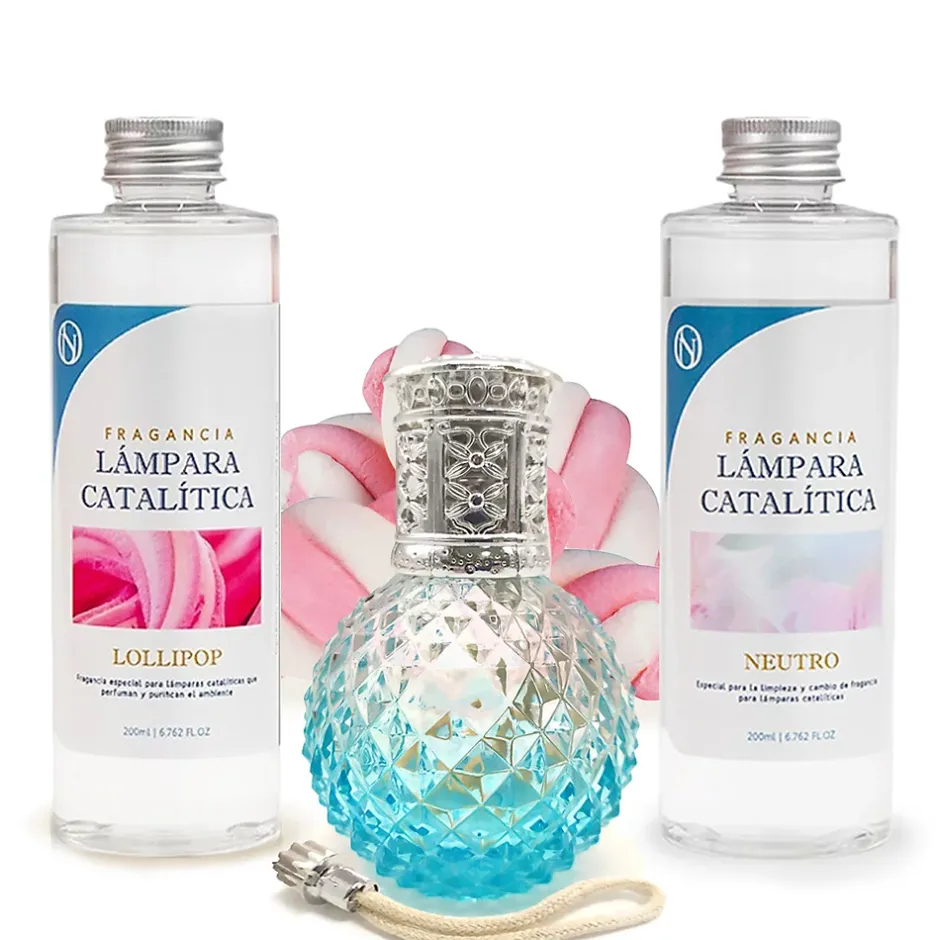 Mamamanuela Pack économique Lampe Catalytique Blue Diamonds + Parfum Lollipop (500 ml) + Nettoyant Neutre (200 ml) + Mèche de Rechange Discount
