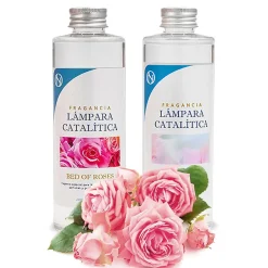 Mamamanuela Pack économique Lampe Catalytique Fuchsia Mat + Parfum Bed of Roses (200 ml) + Nettoyant Neutre (200 ml) + Mèche de Rechange