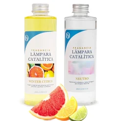 Mamamanuela Pack économique Lampe Catalytique Orange Waves + Parfum Winter Citrus (200 ml) + Nettoyant Neutre (200 ml) + Mèche de Rechange