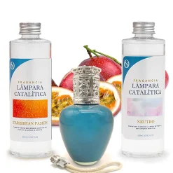 Mamamanuela Pack économique Lampe Catalytique Aqua Marina + Parfum Caribbean Passion (500 ml) + Nettoyant Neutre (200 ml) + Mèche de Rechange