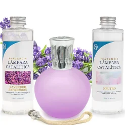 Mamamanuela Pack économique Lampe Catalytique Fuchsia Mat + Parfum Lavender Expression (500ml) + Nettoyant Neutre (200ml) + Mèche de Rechange Discount