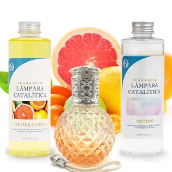 Mamamanuela Pack économique Lampe Catalytique Orange Diamonds + Parfum Winter Citrus (200 ml) + Nettoyant Neutre (200 ml) + Mèche de Rechange Discount