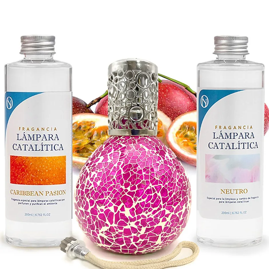 Mamamanuela Pack économique Mosaïque Fuchsia + Parfum Caribbean Passion (500 ml) + Nettoyant neutre (200 ml) + Mèche de rechange
