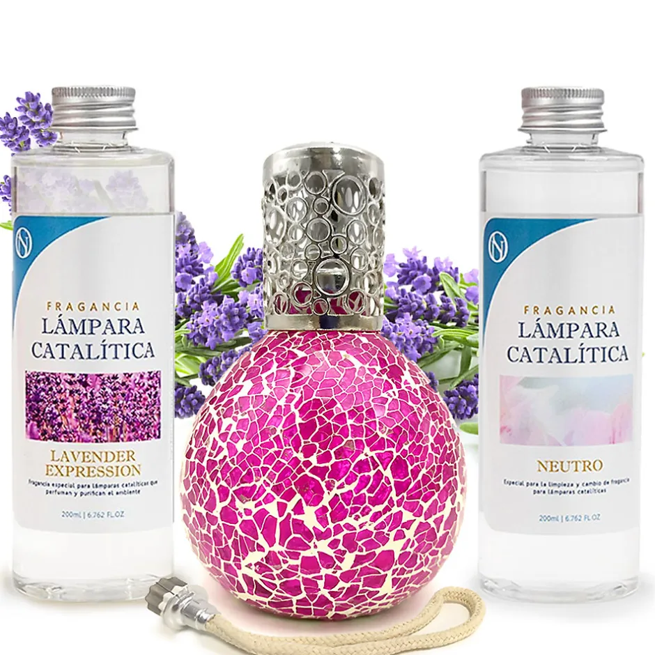 Mamamanuela Pack économique Mosaïque Fuchsia + Parfum Lavender Expression (500 ml) + Nettoyant neutre (200 ml) + Mèche de rechange