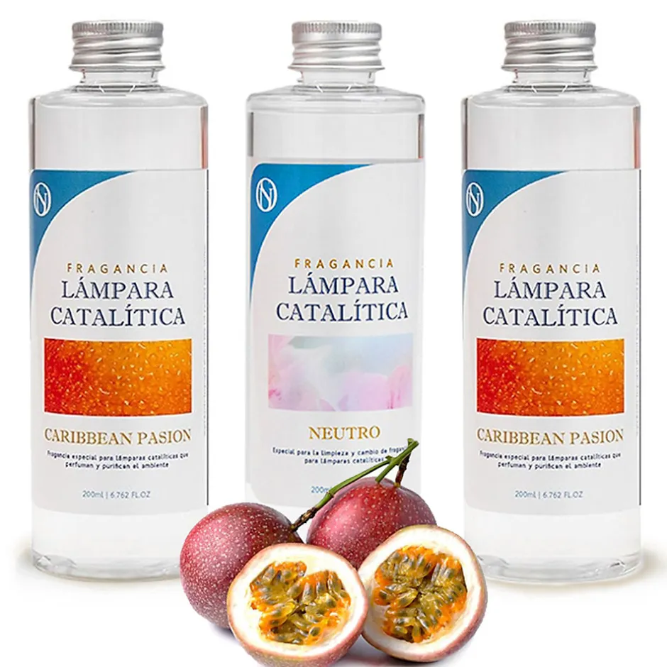 Mamamanuela Pack économique 3x Parfums pour lampe catalytique : Arôme Caribbean Passion 500 ml + Nettoyant neutre 200 ml