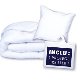 Dodo Pack couette 140x200 cm + 1 oreiller 60x60 cm + 1 Protege oreiller 60x60 cm - garnissage 100% Polyester - 350g/m² - blanc - Discount