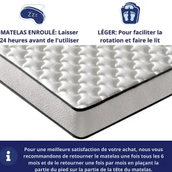 Dagostino Home Pack de 2 Matelas Mousse 90x190 New York, Ferme, Réversible, Côté Été/hiver, H15 Cm Hot