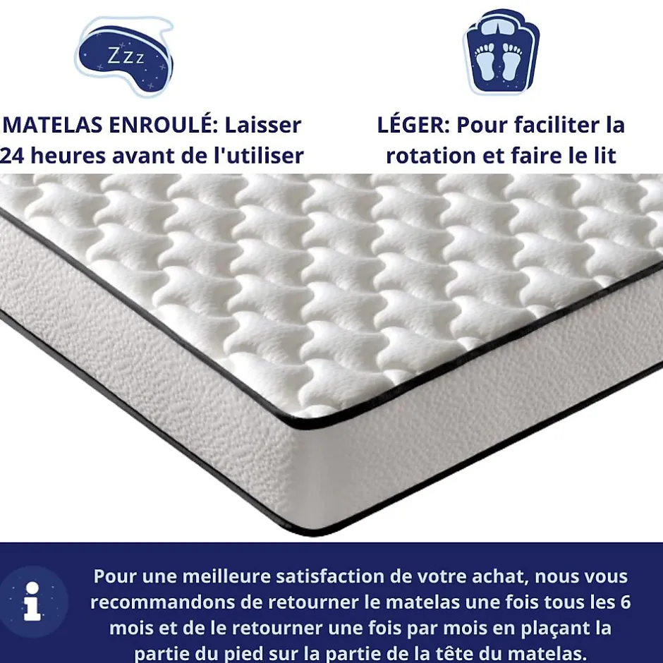 Dagostino Home Pack de 2 Matelas Mousse 90x190 New York, Ferme, Réversible, Côté Été/hiver, H15 Cm Hot